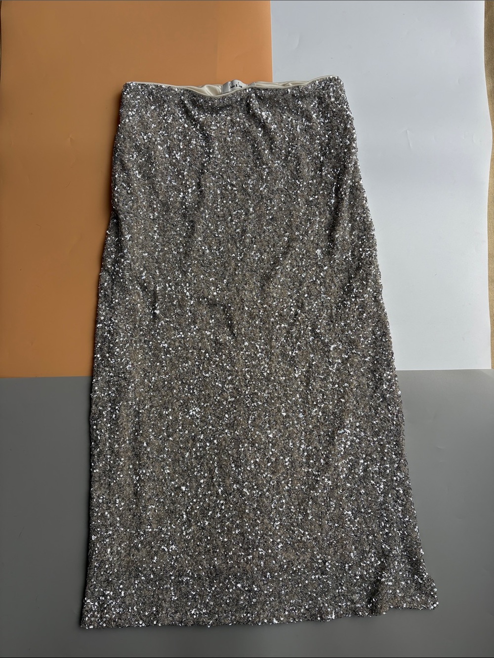 Silver Sequin Maxi Skirt — Sparkling Evening Pencil